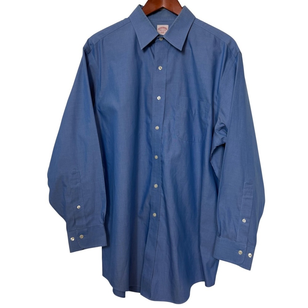 Brooks Brothers 346 Mens Blue Non-Iron All Cotton Dress Shirt 16.5 2/3 L